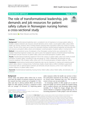 The Role Of Transformational Leadership, Job Demands And Job Resources .