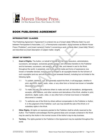 BOOK PUBLISHING AGREEMENT - Maven House Press