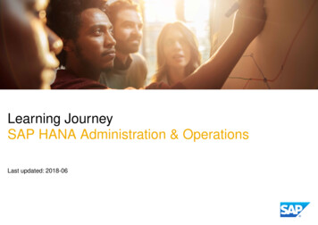 Learning Journey SAP HANA Administration & Operations
