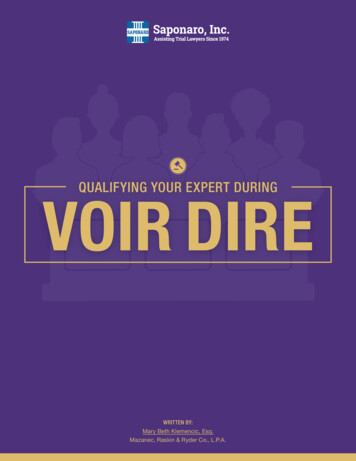 Qualifying Your Expert During Voir Dire - Saponaroinc 