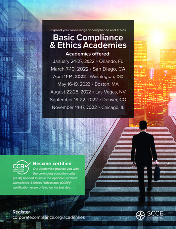 Expand Your Knowledge Of Compliance And Ethics Basic Compliance . - SCCE