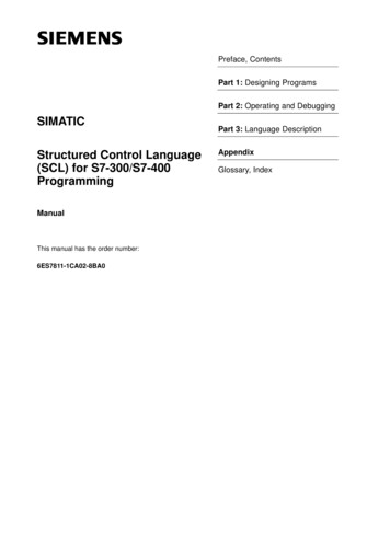 SIMATIC Structured Control Language (SCL) For S7-300/S7-400 . - Siemens