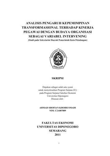ANALISIS PENGARUH KEPEMIMPINAN TRANSFORMASIONAL . - Diponegoro University
