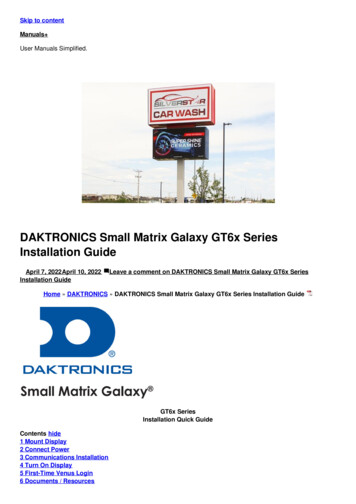 DAKTRONICS Small Matrix Galaxy GT6x Series Installation Guide - Manuals 