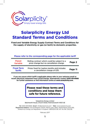 Solarplicity Energy Ltd Standard Terms And Conditions - Microsoft