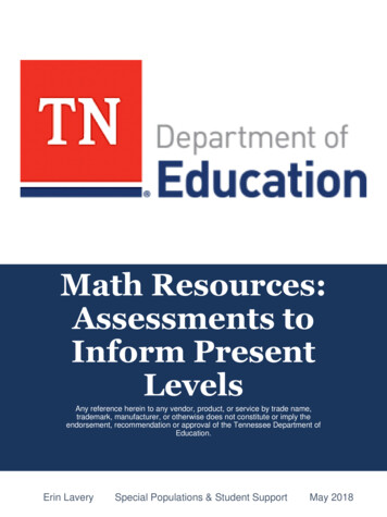 Math Resources: Assessments To Inform Present Levels