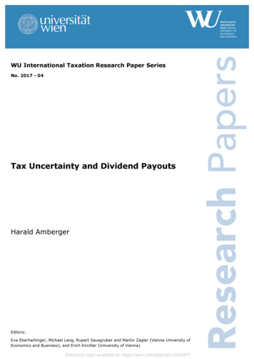 Tax Uncertainty And Dividend Payouts - WU