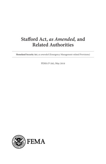 Stafford Act, As Amended, And Related Authorities - FEMA