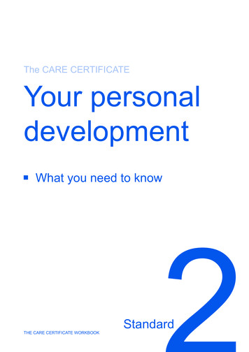 The CARE CERTIFICATE Your Personal Development - Skills For Care