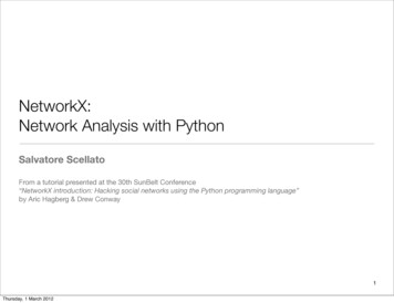 NetworkX: Network Analysis With Python - University Of Cambridge