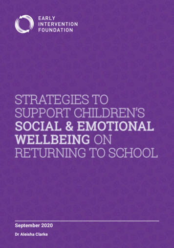 Strategies To Support Children'S Social & Emotional Wellbeing On .