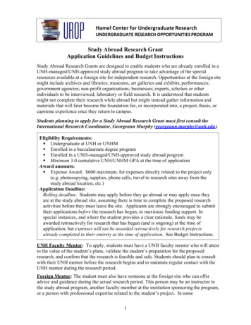 Study Abroad Research Grant - University Of New Hampshire