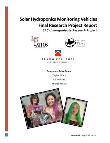 Hydroponics Monitor Vehicles Final Research Project Report
