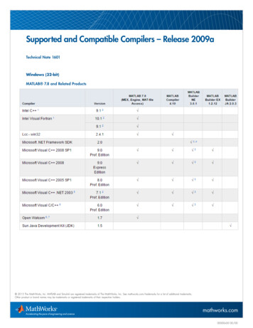 Supported And Compatible Compilers - Release 2009a - MathWorks
