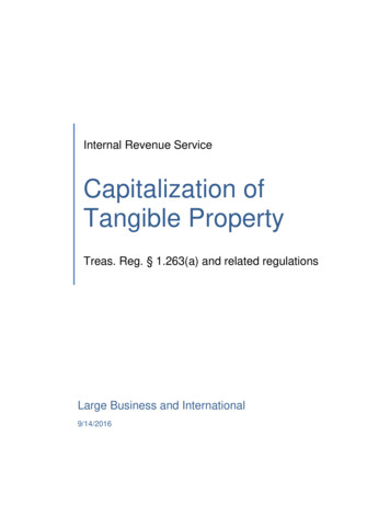 Capitalization Of Tangible Property - IRS Tax Forms
