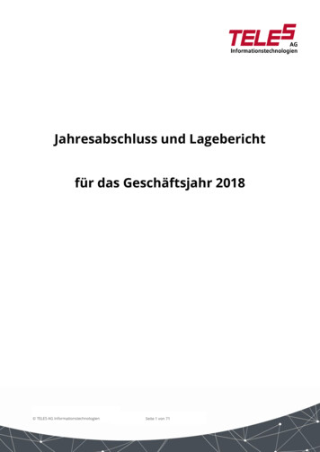 Jahresabschluss Und Lagebericht Für Das Geschäftsjahr 2018