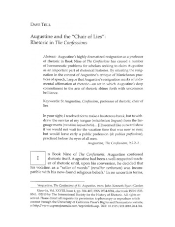 Augustine And The Chair Of Lies: Rhetoric In The Confessions