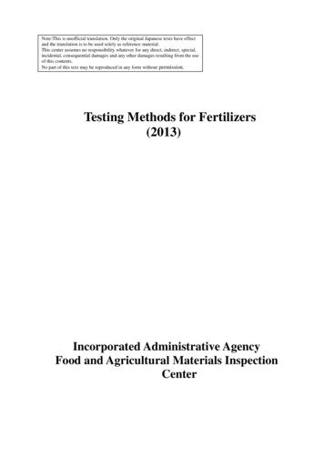 Testing Methods For Fertilizers (2013) - FAMIC