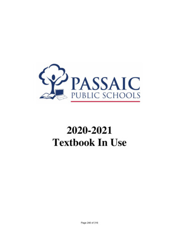 2020-2021 Textbook In Use - Passaic Schools