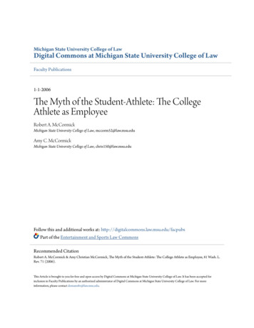 The Myth Of The Student-Athlete: The College Athlete As Employee