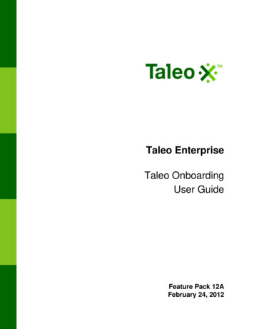 Taleo Enterprise Taleo Onboarding User Guide - Oracle