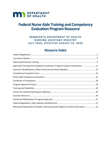 Federal Nurse Aide Training And Competency Evaluation Program Resource