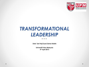 Transformational Leadership - REGISTRAR OFFICE