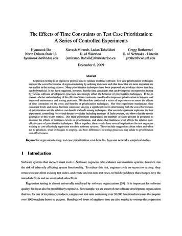 The Effects Of Time Constraints On Test Case Prioritization: A Series .