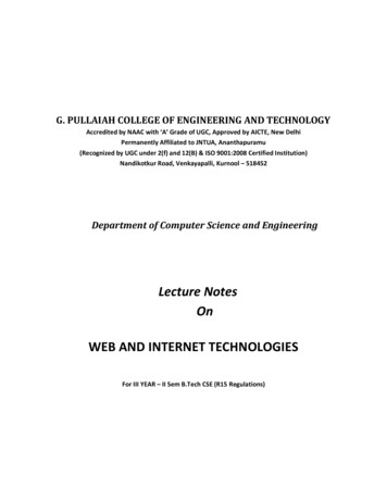 Lecture Notes On - G. Pullaiah College Of Engineering And Technology
