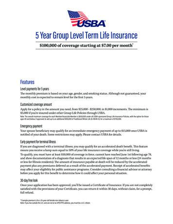 5 Year Group Level Term Life Insurance - Usba 