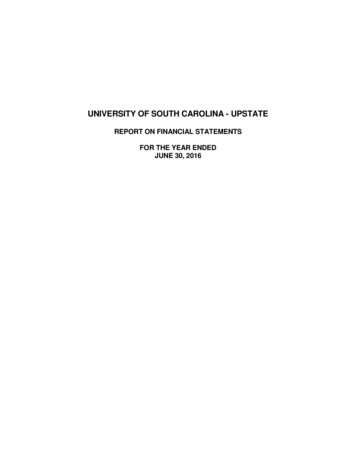 Upstate Financial Statement - University Of South Carolina