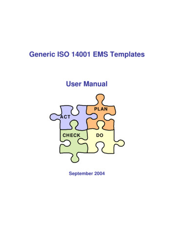 Generic ISO 14001 EMS Templates User Manual - EPD