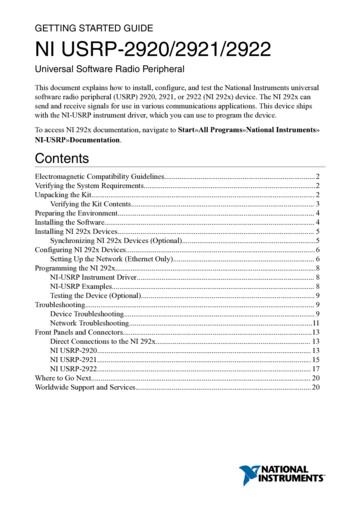 NI USRP-2920, NI USRP-2921 - Data Sheet - National Instruments - Trinergy