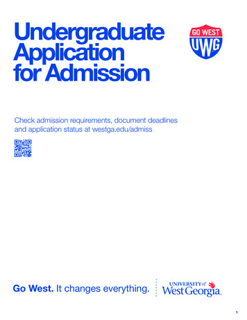 Undergraduate Application For Admission - University Of West Georgia