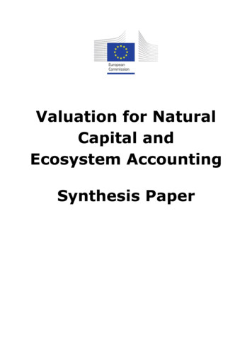 Valuation For Natural Capital And Ecosystem Accounting