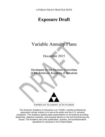 Variable Annuity Plans - American Academy Of Actuaries