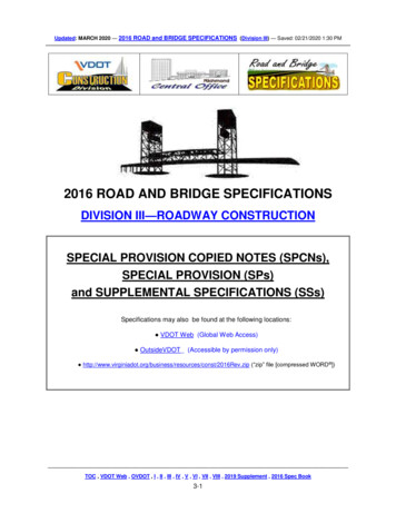 2016 ROAD AND BRIDGE SPECIFICATIONS - Virginia Department Of Transportation