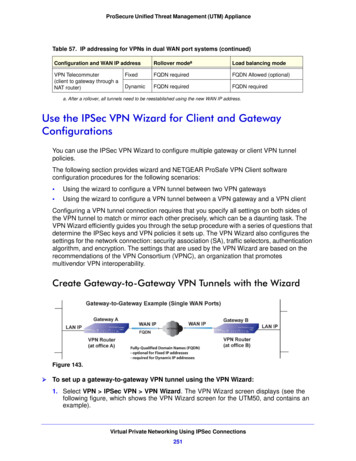 Use The IPSec VPN Wizard For Client And Gateway Configurations