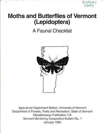 Moths-andButterflies Of Vermont (Lepidoptera) - Uvm.edu
