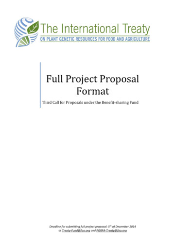 Full Project Proposal Format - Food And Agriculture Organization