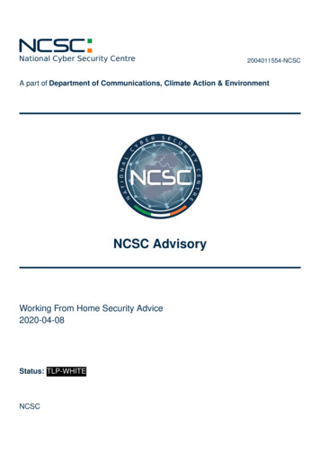 NCSC Advisory - NCSC: National Cyber Security Centre