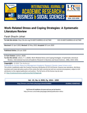 Work-Related Stress And Coping Strategies: A Systematic .