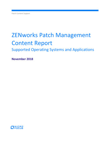 ZENworks Patch Management Content Report - Novell