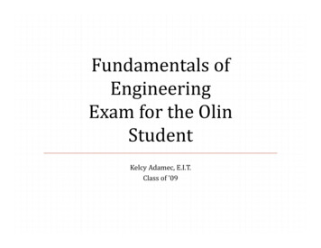 Fundamentals Of Engineering Exam For The Olin Student