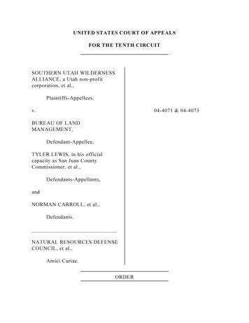 UNITED STATES COURT OF APPEALS FOR THE TENTH CIRCUIT