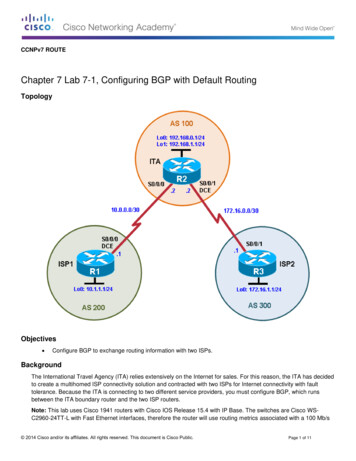 Chapter 7 Lab 7-1, Configuring BGP With Default Routing