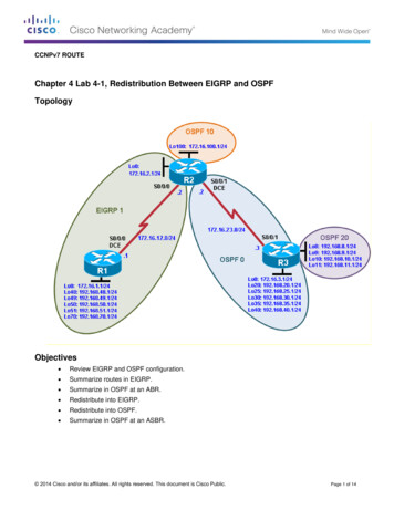 Chapter 4 Lab 4-1, Redistribution Between EIGRP And OSPF .