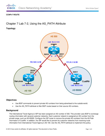 Chapter 7 Lab 7-2, Using The AS PATH Attribute