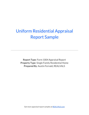 Uniform Residential Appraisal Report Sample