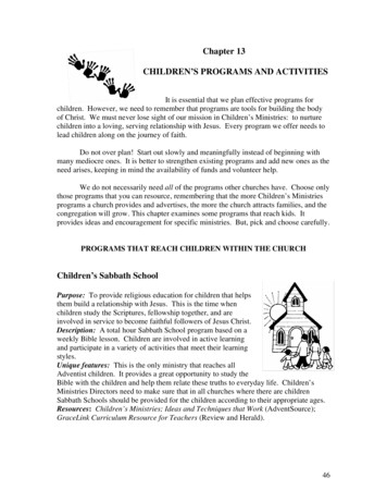 Chapter 13 CHILDREN’S PROGRAMS AND ACTIVITIES